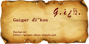 Gaiger Ákos névjegykártya